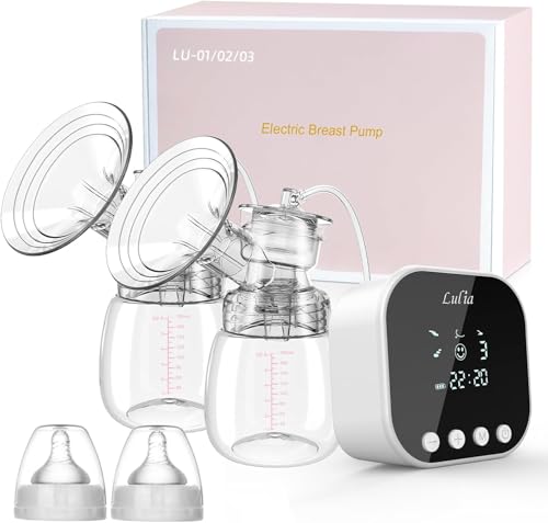 Lulia Electric Pump with 4 Modes 9 Levels Double Pumps Anti-Backflow Painless and Strong Suction LED Display BPA Free (White)