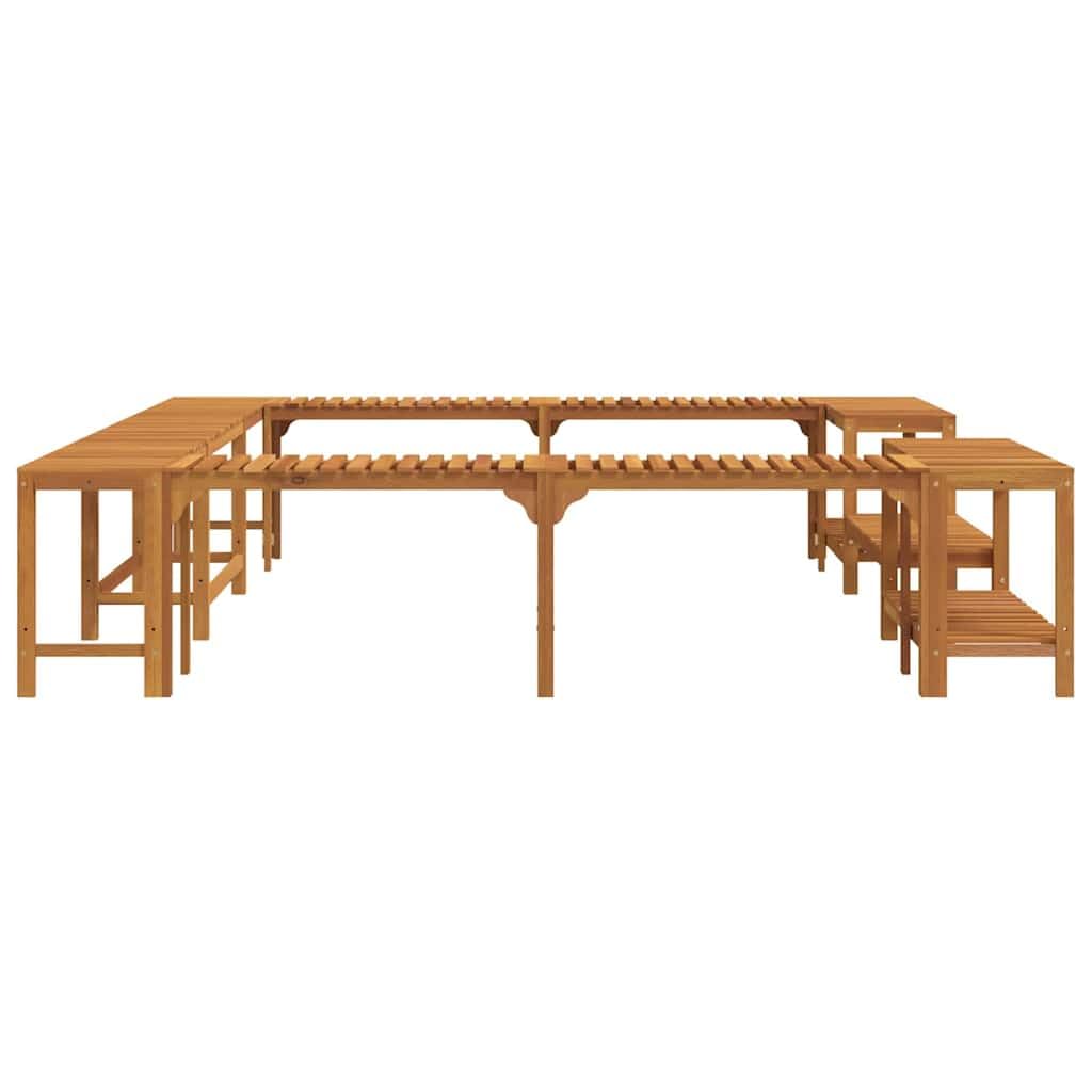 Ribete para bañera de hidromasaje marrón de 250 x 250 cm de madera maciza de acacia, juego completo para exteriores con construcción robusta y diseño moderno, revestimiento de madera resistente a la