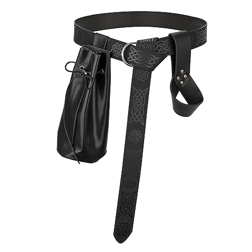 VONMELLI Medieval Knight Belt Renaissance Costume Accessories Medieval Belt Sword Holder Pouch for Halloween Costume