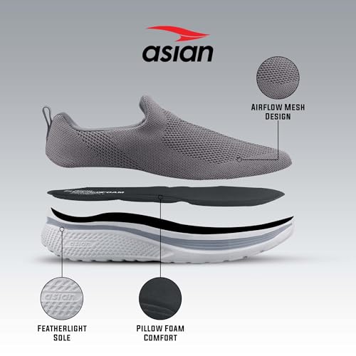 Image of ASIAN Wonderwalk-11 Men's Walking Shoes | Ultra-Light Slip-On Comfort with Cushioned Sole | Breathable, Stylish, Perfect for Work, Travel & Daily Use