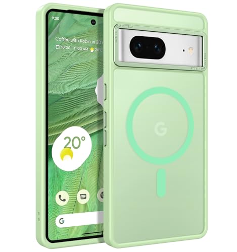 BENTOBEN Schutzhülle für Google Pixel 7, kompatibel mit Magsafe, durchscheinend, matt, magnetisch, magsafe, dünn, stoßfest, für Damen und Herren, Schutzhülle für Google Pixel 7 6,4 Zoll, Matcha-Grün