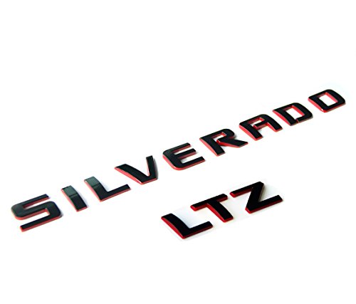 Image of Yoaoo 2pack OEM Letters with LTZ Emblem 3D Badge Nameplate Replacement for Silverado 1500 2500Hd 3500Hd Series 1999-2018 Red Line Redline Gloss