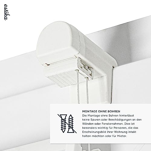 Estika Wabenplissee ohne Bohren nach Maß – Thermo- und Verdunkelungsplissee, Premium Klemmfix (8–28 mm), erhältlich in verschiedenen Breiten (30–129 cm) und Höhen (50–149 cm). Montagezubehör inklusive