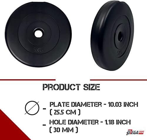 MegaShape Weight Plates 10kg / 5kg Weight Plate Single - 1'' Standard Weight Plates - Weight Discs for Strength Training Gym Home and Weightlifting - Dumbbell Plates Barbell Weights (One Plate)