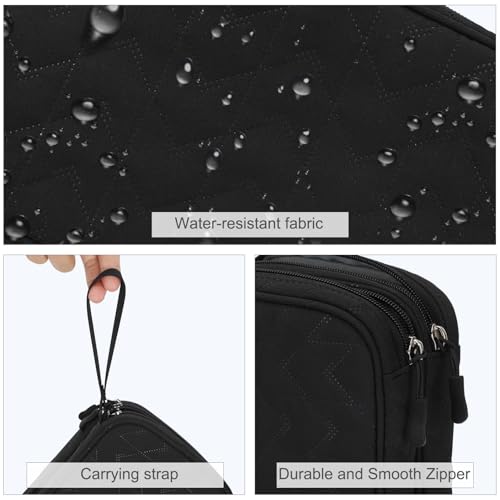 Image of FYY Electronic Organizer, Large Travel Cable Organizer Bag Pouch Electronic Accessories Carry Case Portable Waterproof Double Layers All-in-One Storage Bag for Cable, Cord, Charger, Pattern Black