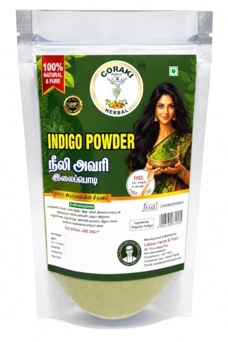 Image of Indigo Powder, Natural Herbal Hair Colour, Ammonia Free, for All Hair Types, 2 Pack, 100 G, Chemical Free, Indigofera Tinctoria Leaf Powder