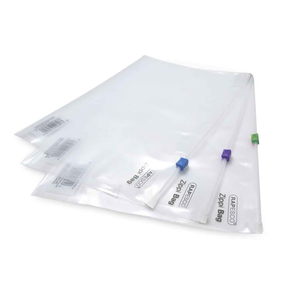 Rapesco 0796 Plastic Wallet Zip Folder, Plastic Zip, A4+, Transparent, Pack of 25