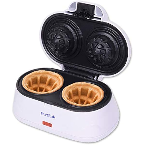 Podwójna Gofrownica Firmy StarBlue - Belgijska Gofrownica w Kształcie Misy w Guelques Minutes 220-240V 50/60Hz 1200W, Wtyczka Brytyjska, Adapter Europejski w Zestawie