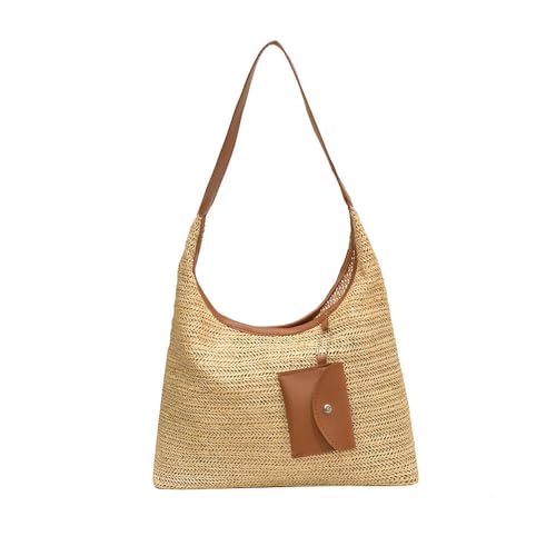 Image of Gogobear Women's Woven Beach Shoulder Handbag Colorful Straw Tote Bag | Summer Vacation Crossbody Bag, Lightweight Fashionable Tote Shoulder Handbag