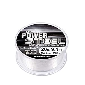 Ultima Power Steel Ligne de Pêche Ultra Forte-Bobine de 300m Unisex-Adult, Transparent, 0.36mm-20.0lb/9.1kg