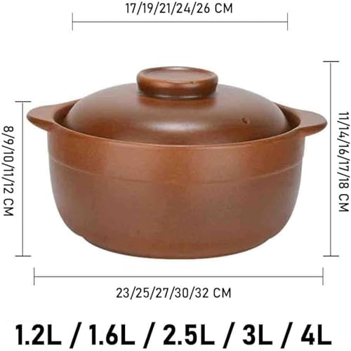 Terracotta Clay Cooking Pot with Lid - Traditional Earthenware Casserole Dish for Open Flame, Ideal for Stews & Casseroles (Size: 3L) - Image 6