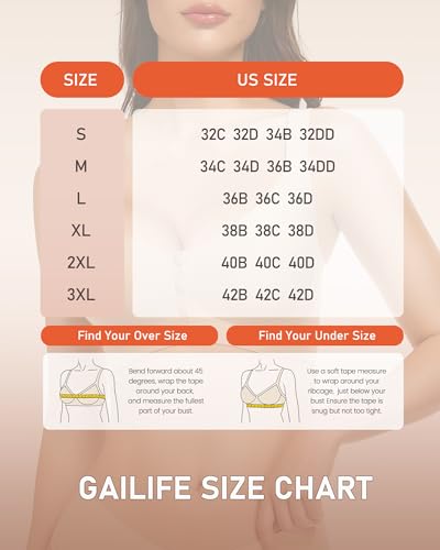 Gailife Jelly Front Closure Bras for Women No Underwire Wireless Comfort Mastectomy Post Surgery Bralettes for Older Women-Beige,XL