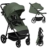 LIONELO IVA Silla Paseo Ligera Hasta 22 kg de 6 m a 4 años Ruedas Giratorias 360° Suspensión Total Ajuste del Manillar Respaldo y Reposapiés y Capota XXL UPF50+ Tejido Premium