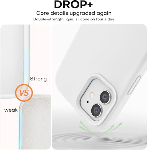 Image of DIZORO Microfiber Candy Case Compatible for iPhone 12 Smooth Touch Cushion Liquid Soft Silicone Gel Rubber Phone Cases Non-Slip Full Body Protective Shockproof Back Cover (White)