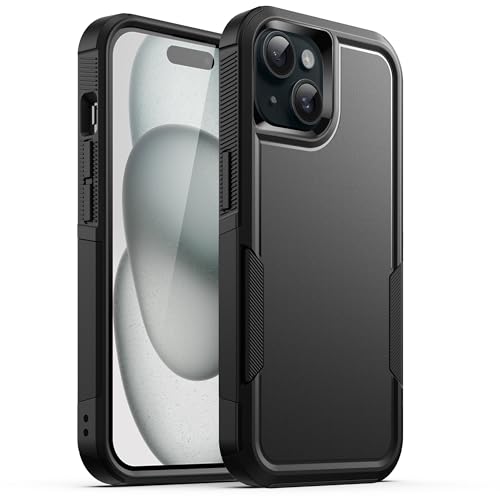 JETech Case for iPhone 15 6.1-Inch, Heavy Duty Dual-Layer Rugged Protection, Shockproof Protective Tough Phone Cover with Matte Back (Black) JETech Case for iPhone 15 6.1-Inch, Heavy Duty Dual-Layer Rugged Protection, Shockproof Protective Tough Phone Cover with Matte Back (Black)