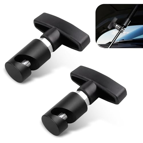 Merdege 2 PCS Car Hood Lift Rod Retainer, Multi-Purpose Snap-on Anti-Pinch Fixing Tool, 2.6" x 3" Trunk Air Pressure Rod Anti-Slip Shock Absorber Strut Accessories, Universal for Cars (Black)