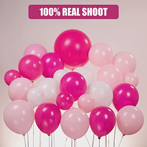 Image of Hot Pink Princess Balloon Arch Kit with Rose Red, Light Pink, Matte White Balloons, Silver Disco Ball, Bows and Crown for Girl Summer Birthday, Coquette Party, Ballerina,Graduation, Baby Shower Decor