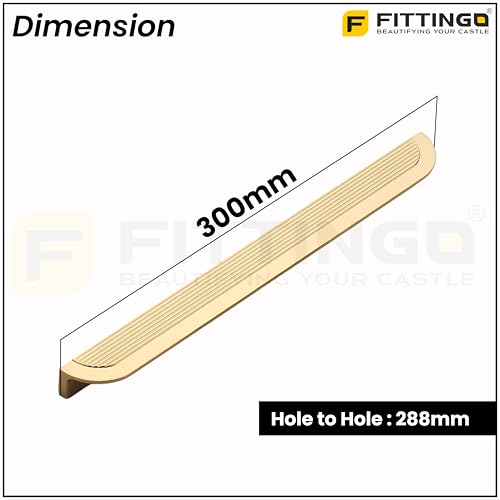 Image of VEZEL Aluminium Cabinet Handle /Wardrobe Handle - Modern Cabinet Pull for Wardrobe, Drawer & Cupboard, Cabinet Furniture (PVD Gold) - 288mm - Pack of 2-| 3 Years Warranty |