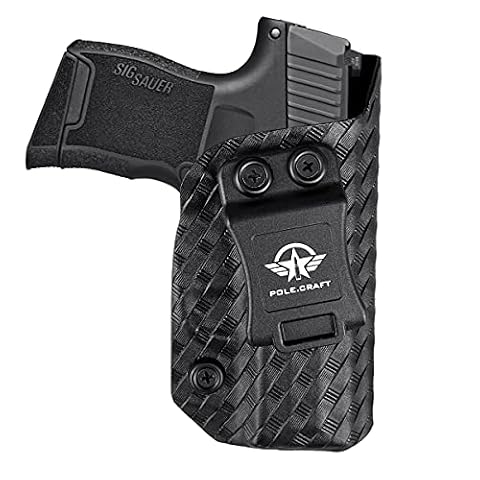 POLE.CRAFT Kabura z Włókna Węglowego Kydex IWB dla Sig P365 - Ukryte Nośenie na Pasku - Czarna, Prawa Ręczność