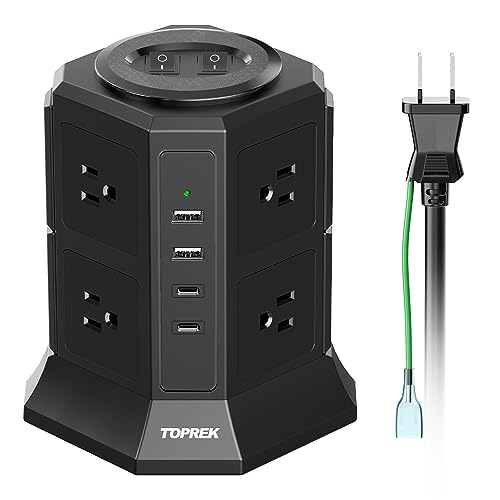 Amazon.co.jp: TOPREK 電源タップ 縦型コンセント 延長コード 3m