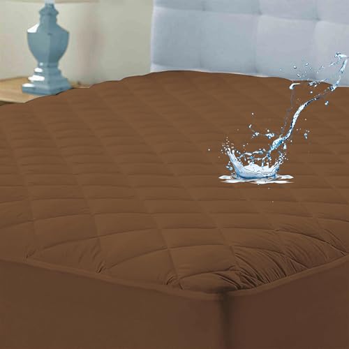 Image of Ayka 100% Waterproof Cotton Quilted Mattress Protector King Size Breathable Hypoallergenic Noiseless Ultra Soft Fitted Bed Protector 72x72 inch Mattress /Bed Cover (King 72x72 inch | 6x6 ft, Brown)