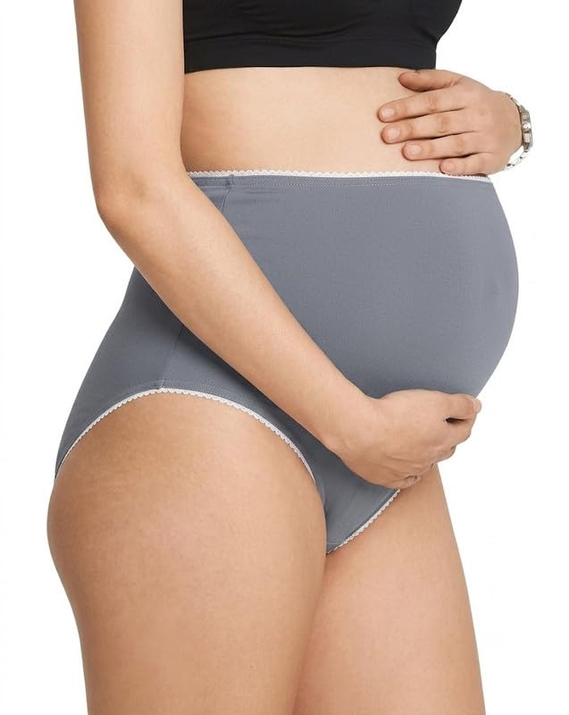 Women's Maternity High Waist Underwear Pregnancy Soft Seamless Maternity Underwear Over Bump Pack of 1 (Multicolor)-image-21