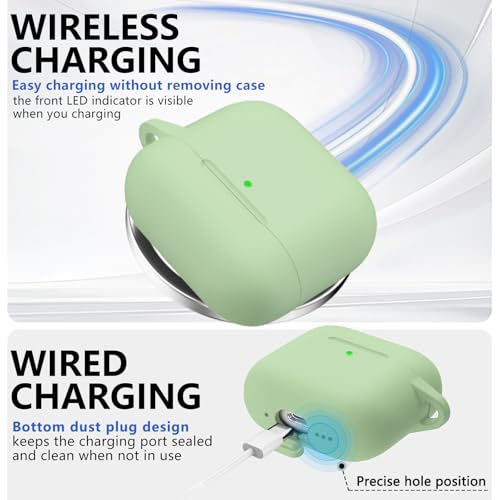 Image of Ljusmicker for AirPods 4 Case 2024 with Cleaner Kit,Pastel Green | Soft Silicone Protective Cover for Apple AirPods 4th Generation Case with Keychain for Women Men,Shockproof