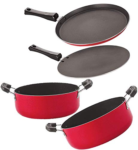 Image of Nirlon Non Stick cookware Set of 4 Pieces Combo with bakelight Handle (FT13 CT12 CS26 CS24)