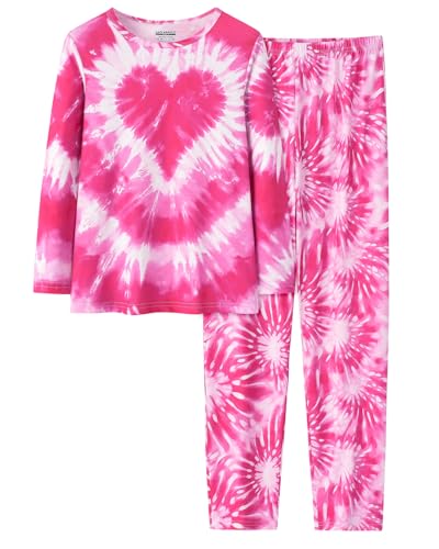 Image of Tie Dye Pajamas for Girls Soft Butterfly Sloth Fall Clothes Big Kids Sleepwear 2-Piece Long Sleeve Set Size 6-16