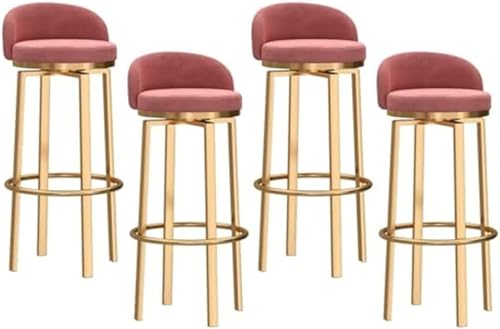 DZYHFCO Juego de taburetes de bar giratorios, taburetes de terciopelo con respaldo bajo, sillas de comedor de granja con patas de metal dorado,