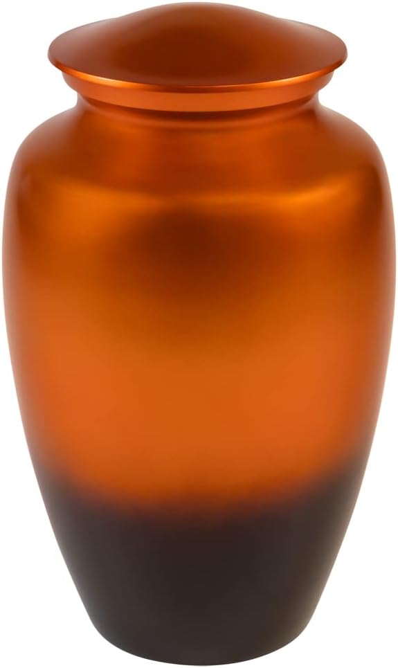 Sunset Brass Cremation Urn for Ashes, Gold and Brown Urn, Adult Sized Cremation Urn, 10.25 Inches High