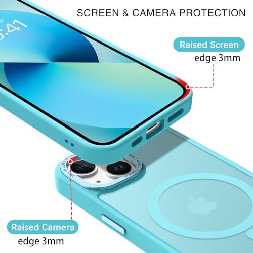 Image of BENTOBEN Magnetic for iPhone 13 Case & iPhone 14 Case [Compatible with Magsafe] Translucent Matte Phone Case iPhone 13 /14 Slim Shockproof Women Men Girl Protective Cover for iPhone 13 /14, Lake Blue