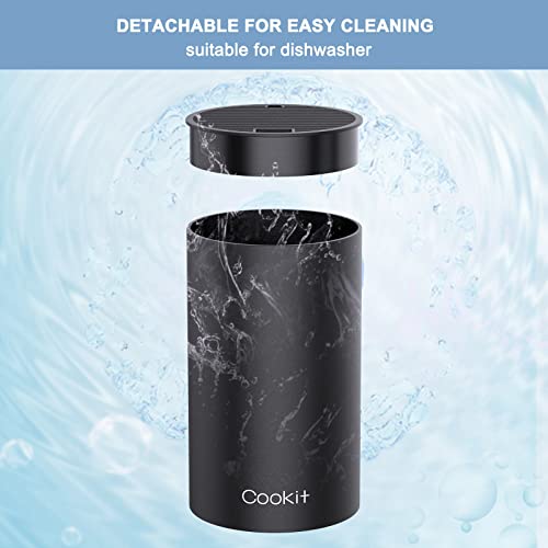 Knife Block without Knives, Cookit Universal Round Knife Block Only, Detachable Knife Holder for Easy Cleaning, Space Saver Knife Storage Holder with Scissors Slot, Black - Image 5