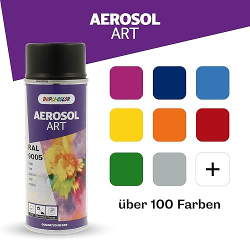 DUPLI-COLOR AEROSOL ART RAL 9005 sytě černá matná 400 ml, barva ve spreji pro všestranné použití, rychleschnoucí, vysoká kryvost, vhodná do vnitřních i venkovních prostor