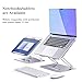 Eiyikof Adjustable Laptop Stand Laptop Cooling Pad with Fan USB Hub Compatible with 10 to 15 Inches Notebook Computer, Ergonomic Computer Riser for Desk, Aluminum Alloy Laptop Radiator-Silver