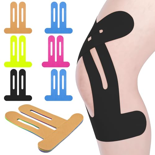 10PCS Kinesiology Tape Knee Tape, Precut Strips Rock Tape Kinesiology-Tape Sport Tape Latex-Free for Knee Support Muscle Waterproof & Joint Stability Sports 22x25cm Knee Cap Stability Tape