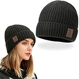 EJRUP Gorro Invierno Hombre y Mujer de Lana Merino, con Forro Polar,Invierno Termicos Gorro Beanie de Punto, Suave y Elástico, Gorro de Punto Grueso(Gris oscuro)