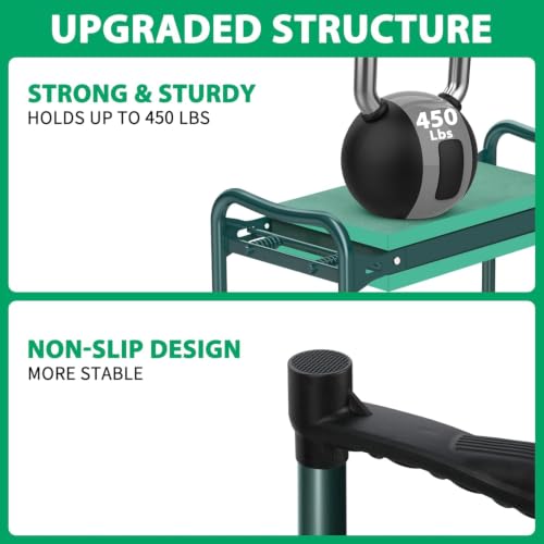 Image of TomCare Garden Kneeler and Seat 11.12 inch Wider Larger Soft Kneeling Pad Garden Bench with 2 Large Tool Pouches Heavy Duty Garden Stool Foldable Tools Gardening Gifts for Women Men Gardeners