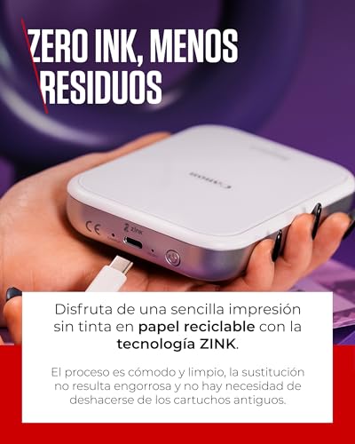 Miniatura 5 de Canon Zoemini 2 Kit de Impresión – Impresora Fotográfica Portátil y Compacta – Bluetooth 5.0 – Carga Rápida USB C Ideal para Viajes (Blanco)