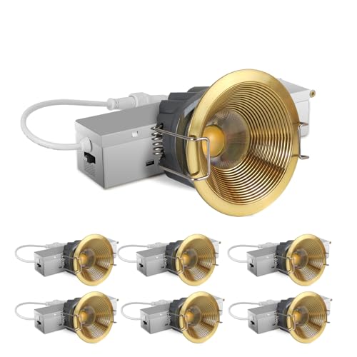 Adetu 2 Inch 5CCT Gold LED Recessed Ceiling Light, 8W COB, 840LM, 6 Pack