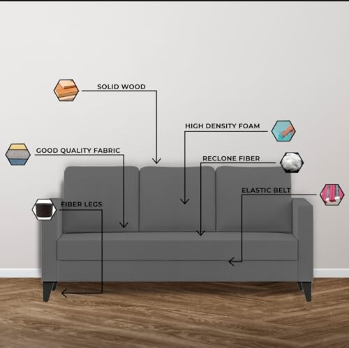 Image of The MM Furniture store Premium Fabric Sofa - Ash (3+1+1 Seater)