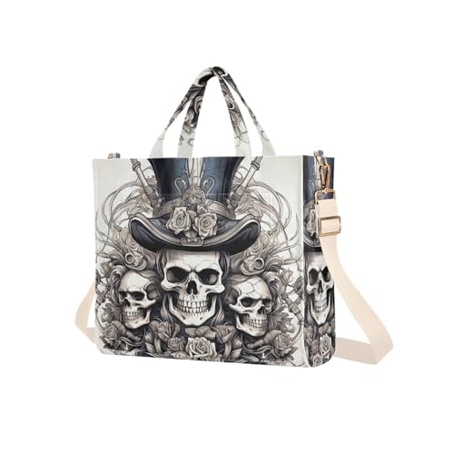 Styled Skull Corduroy Women Tote Bag, Handbag Purse with Detachable Strap Small Size2