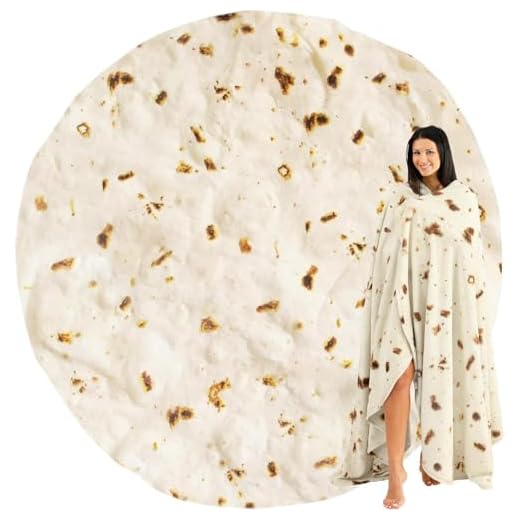 Zulay (60-80 inches) Giant Double Sided Burrito Blanket - Novelty Big Burrito Blanket for Adult and Kids - Premium Soft Flannel Round Tortilla Blanket for Indoors, Outdoors, Travel, Home and More