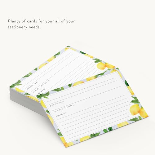 50 Dashleigh Modern Lemon and Blue Recipe Cards, Double Sided