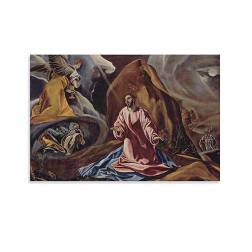 Agony in The Garden of Gethsemane Poster Print by El Greco Painting On Canvas Wall Art Poster Scroll Picture Print Living Room Walls Decor Home Posters 20x30inch(50x75cm)