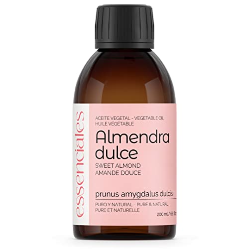 ESSENCIALES - Aceite de Almendras Dulces 100% Puro y Natural, 200 ml. Aceite Corporal Prensado en frío para el cuidado de la piel