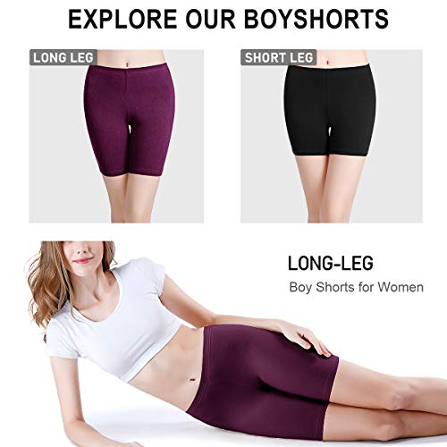 Image of wirarpa Women's Cotton Boy Shorts Underwear Anti Chafing Soft Biker Short Plus Boy Shorts Panties 4 Pack, Multicolor05-4 Pack