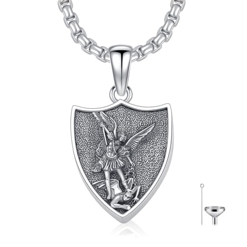 MEIDERBO Saint Michael Urn Necklace for Ashes 925 Sterling Silver