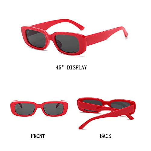 Rectangle Sunglasses for Women Men Trendy Fashion Retro, 90s Y2K Vintage Narrow Square Frame Sunglasses Cool2