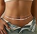 CHESKY Silver Waist Chain for Women Trendy, 2Pcs Layered Belly Chain Belt Adjustable Waterproof Beach Satellite Coin Chain Hypoallergenic Summer Body Chain Jewelry for Women Gifts